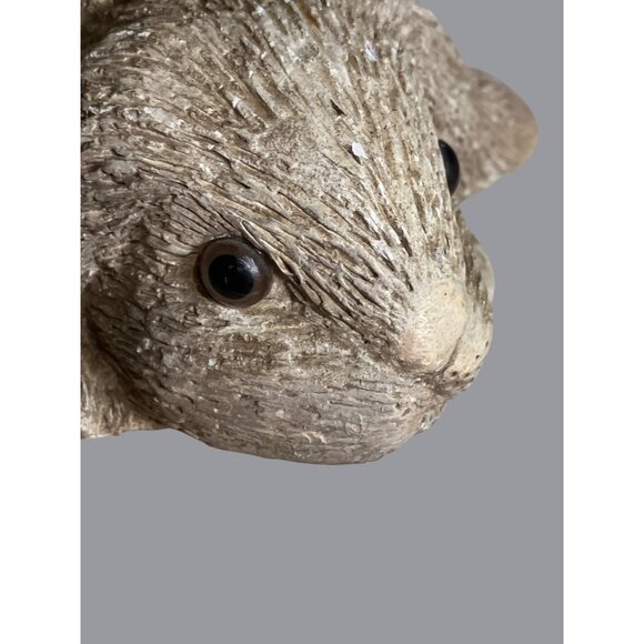 Vintage Bunny Rabbit Figurine 7" With Shaggy Texture & Brown Eyes - Picture 9 of 11